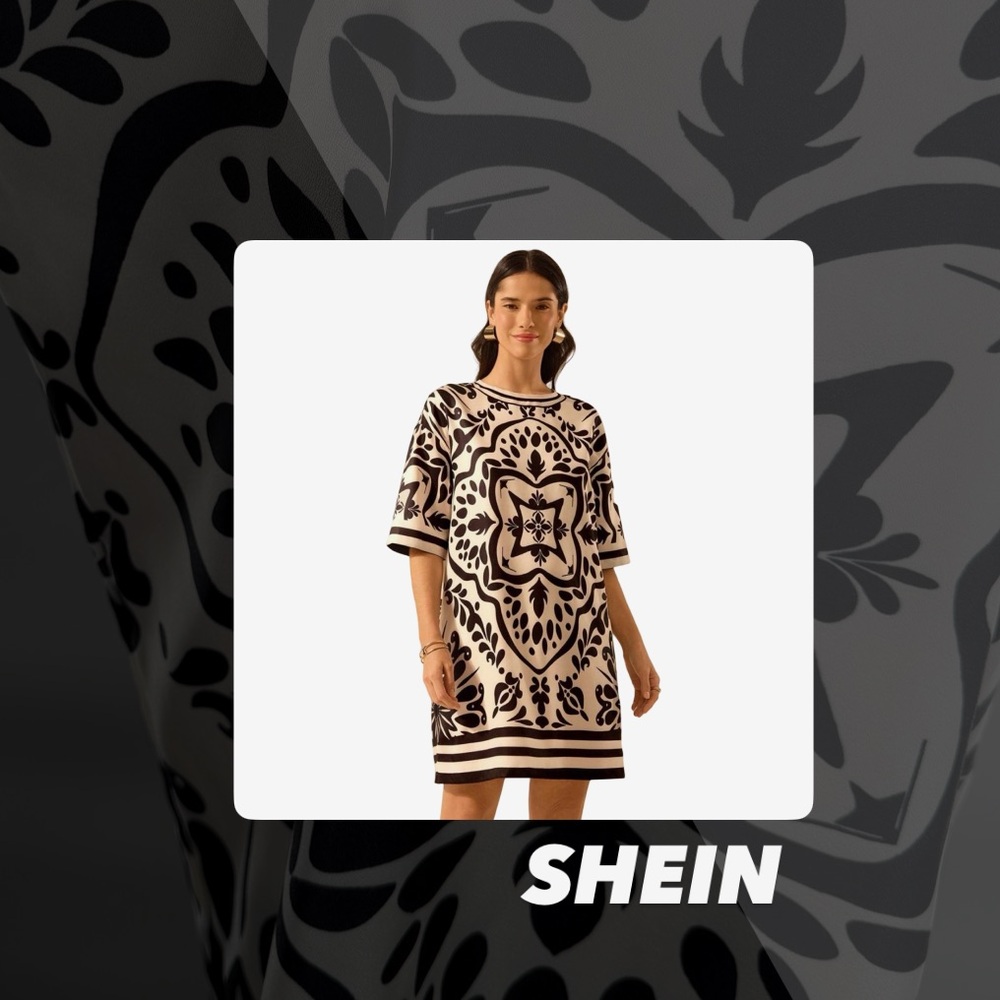 EUC SHEIN Baroque Print Dress